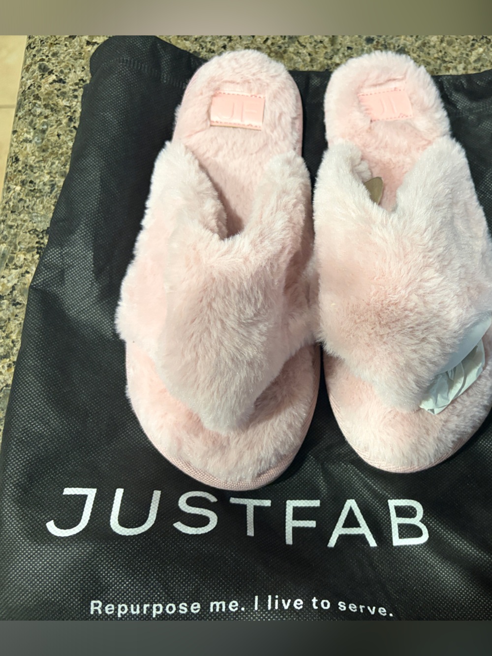 JustFab Blush Pink Faux-Fur Slide Slippers for Women